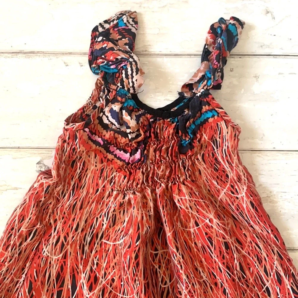 Girls 2T Summer Sundress Kids Toddler Sun Dress Navy Blue Red Print Size 2